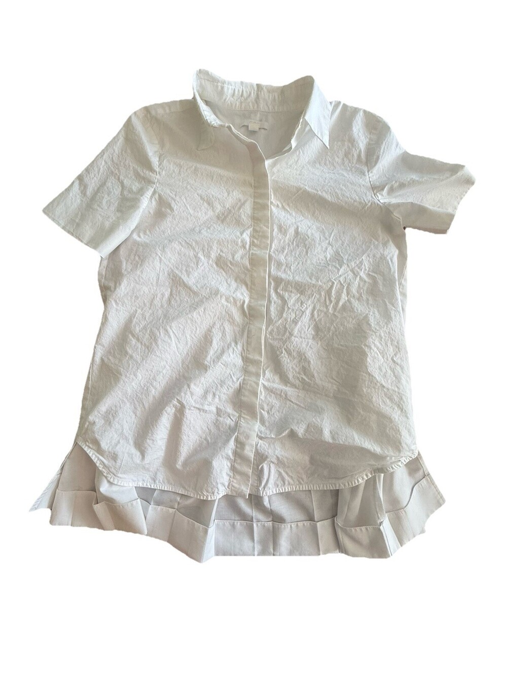 COS Short Sleeved Pleated Hem White Blouse Size 4
